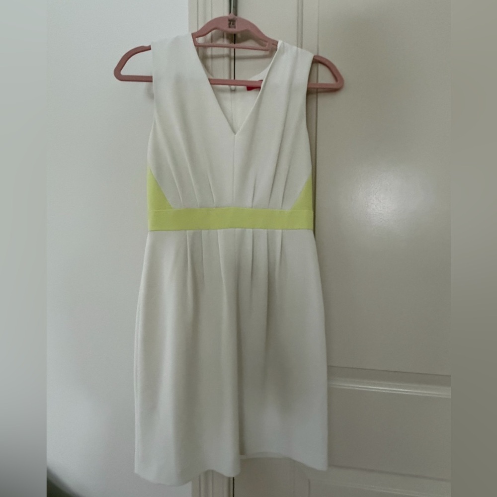 Catherines White Dress with Yellow Accent